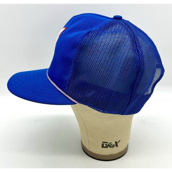 Vintage 1990s Atlanta Braves Hat Cap Snapback Blue Red Mesh Baseball Twins Logo - Picture 8 of 10